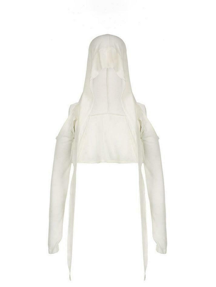 Coquette Aesthetic Solid Color Cutout Hooded Lacing Long Sleeve Tee Coquette Aesthetic Solid Color Cutout Hooded Lacing Long Sleeve Tee