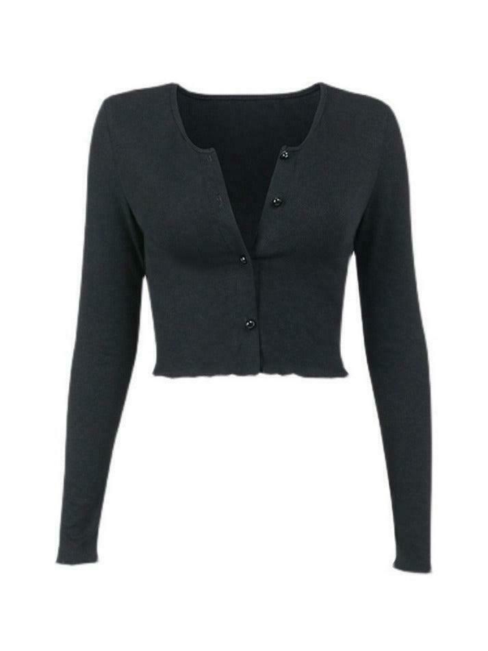 Coquette Aesthetic Solid Color Fungus Slim Knit Top