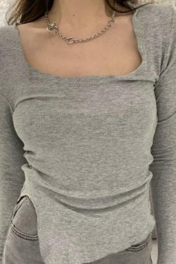 Coquette Aesthetic Solid Color Fungus Trim Long Sleeve Knit Top