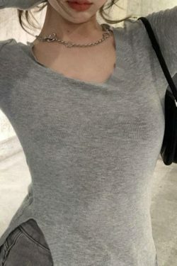 Coquette Aesthetic Solid Color Fungus Trim Long Sleeve Knit Top