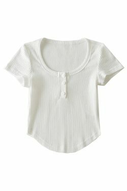 Coquette Aesthetic Solid Color Knit Top with Curved Hem