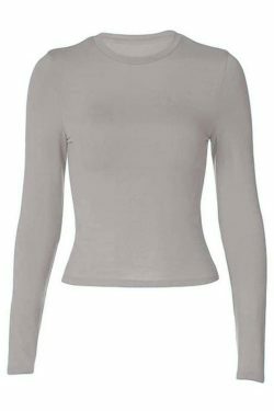 Coquette Aesthetic Solid Color Long Sleeve Top - Y2K Fashion Grunge Style