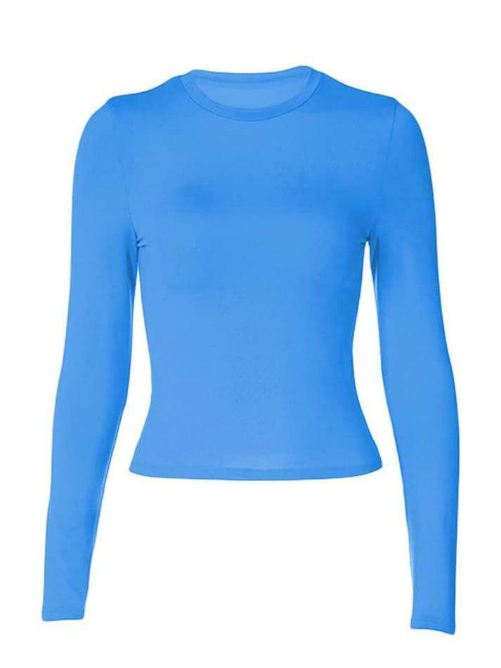 Coquette Aesthetic Solid Color Long Sleeve Top - Y2K Fashion Grunge Style