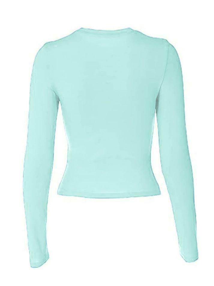Coquette Aesthetic Solid Color Long Sleeve Top - Y2K Fashion Grunge Style