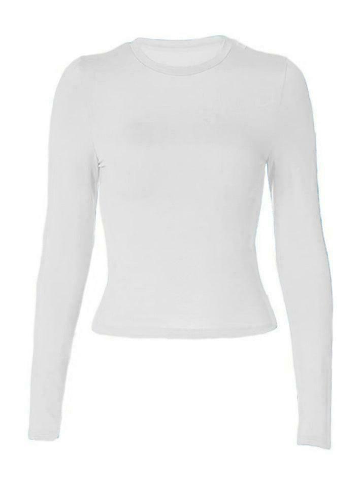 Coquette Aesthetic Solid Color Long Sleeve Top - Y2K Fashion Grunge Style