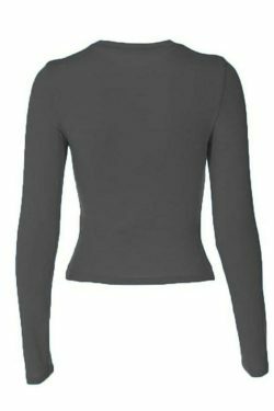 Coquette Aesthetic Solid Color Long Sleeve Top - Y2K Fashion Grunge Style