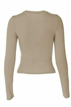Coquette Aesthetic Solid Color Long Sleeve Top - Y2K Fashion Grunge Style