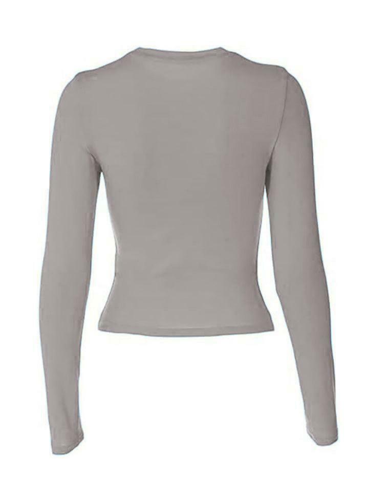Coquette Aesthetic Solid Color Long Sleeve Top - Y2K Fashion Grunge Style
