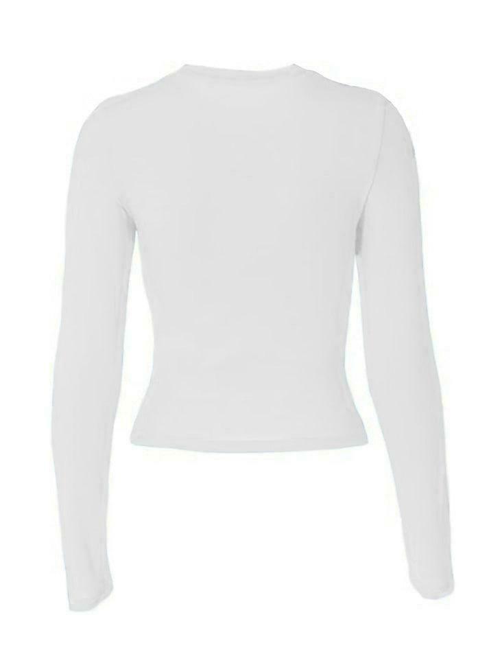 Coquette Aesthetic Solid Color Long Sleeve Top - Y2K Fashion Grunge Style