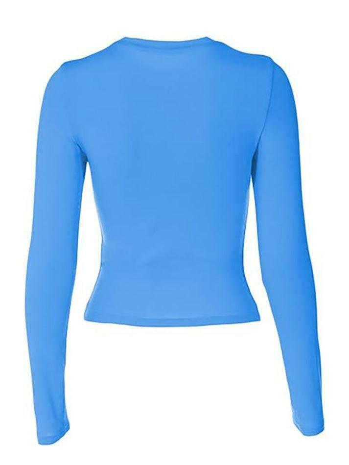 Coquette Aesthetic Solid Color Long Sleeve Top - Y2K Fashion Grunge Style