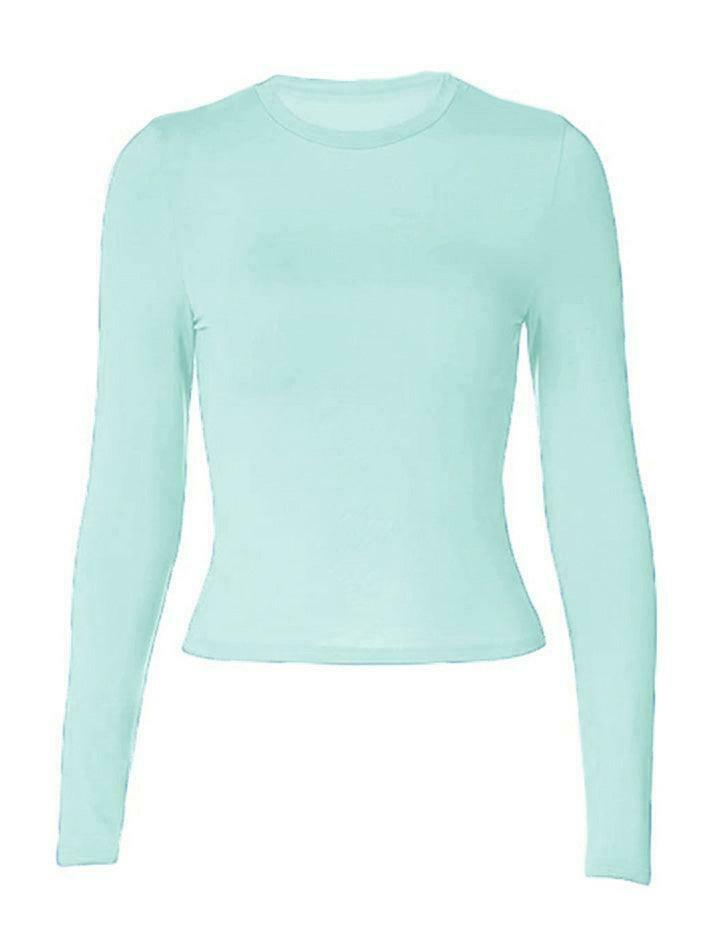 Coquette Aesthetic Solid Color Long Sleeve Top - Y2K Fashion Grunge Style