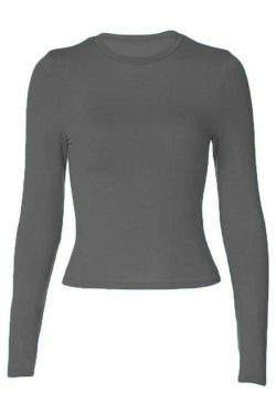 Coquette Aesthetic Solid Color Long Sleeve Top - Y2K Fashion Grunge Style