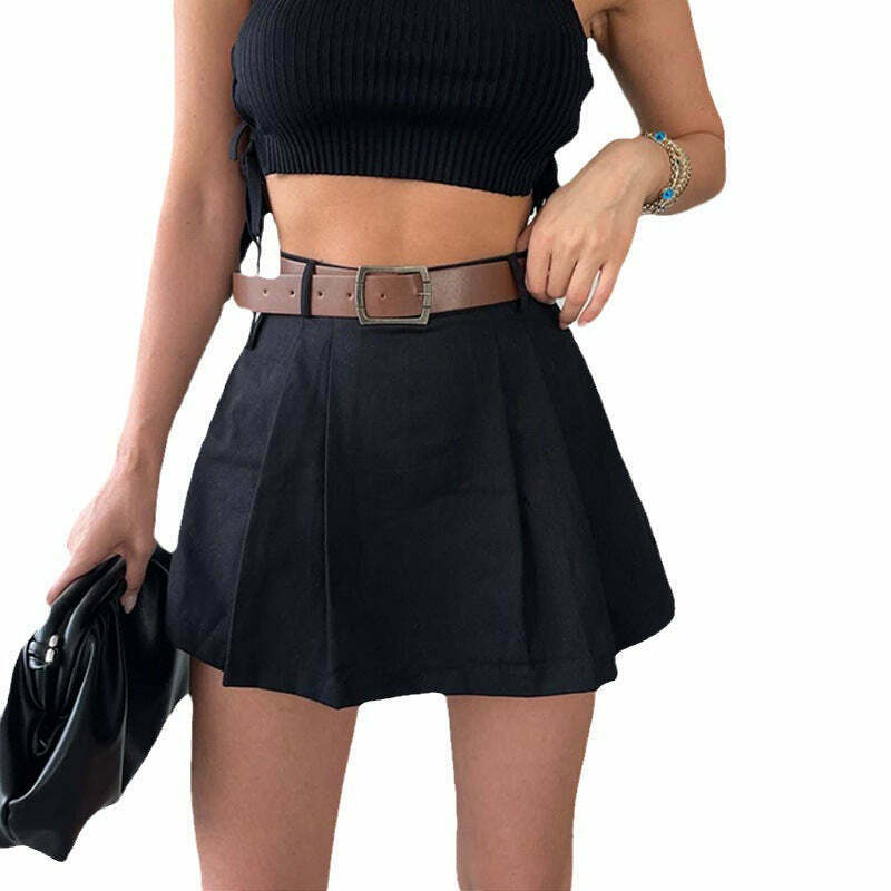 Coquette Aesthetic Solid Color Pleated Mini Skirt - Y2K Fashion Statement