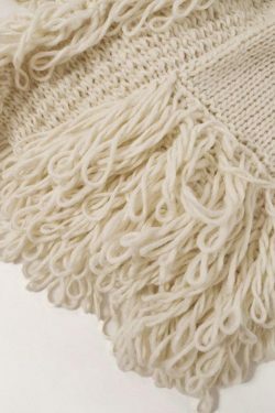 Coquette Aesthetic Solid Color Tassel Splice Cardigan - Y2K Fashion Women's Clothing