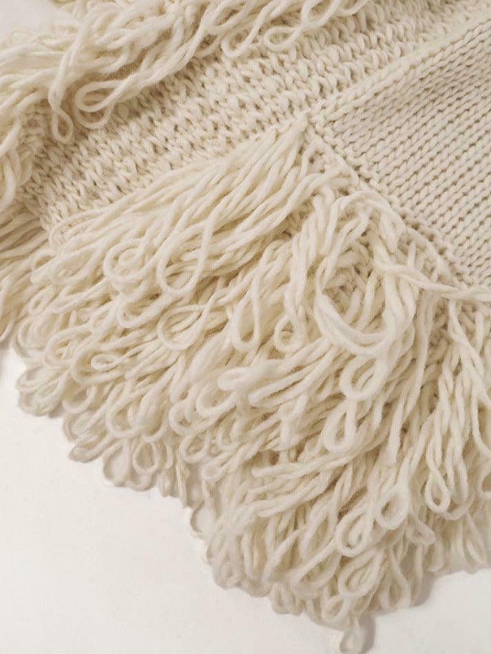 Coquette Aesthetic Solid Color Tassel Splice Cardigan - Y2K Fashion Women's Clothing Coquette Aesthetic Solid Color Tassel Splice Cardigan - Y2K Fashion Women's Clothing