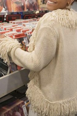 Coquette Aesthetic Solid Color Tassel Splice Cardigan - Y2K Fashion Women's Clothing