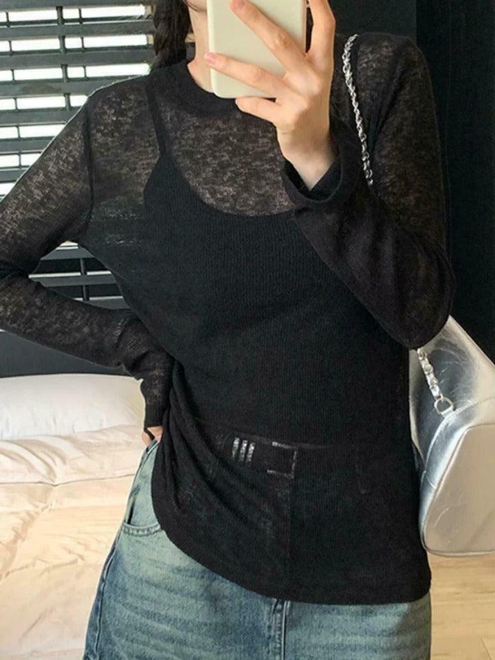 Coquette Aesthetic Solid Color Thin Long Sleeve Knit Sweater Coquette Aesthetic Solid Color Thin Long Sleeve Knit Sweater