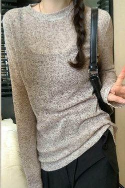 Coquette Aesthetic Solid Color Thin Long Sleeve Knit Sweater