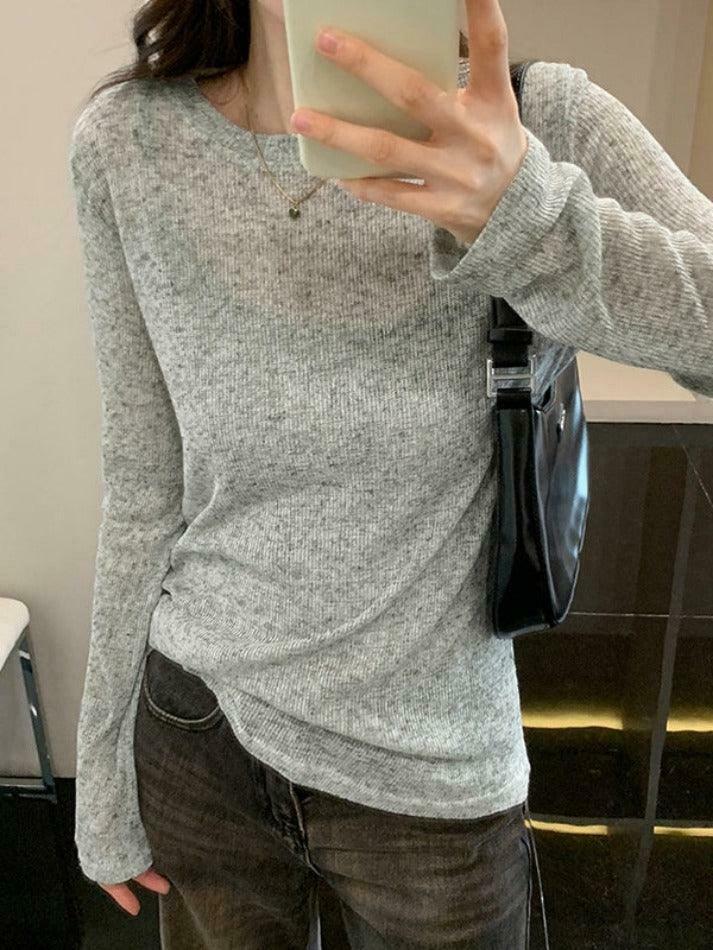 Coquette Aesthetic Solid Color Thin Long Sleeve Knit Sweater Coquette Aesthetic Solid Color Thin Long Sleeve Knit Sweater