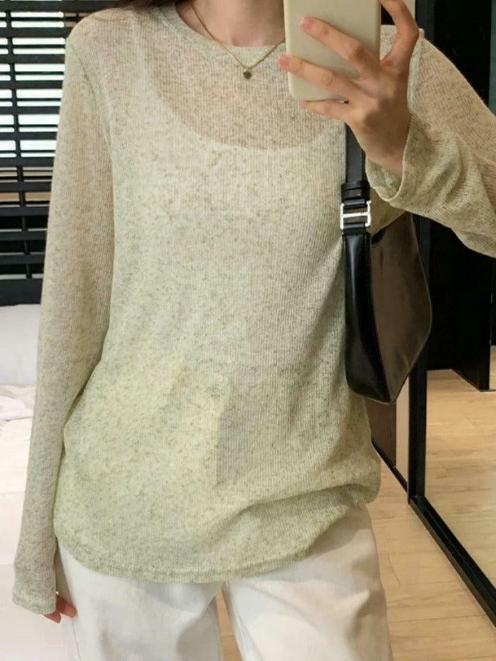 Coquette Aesthetic Solid Color Thin Long Sleeve Knit Sweater Coquette Aesthetic Solid Color Thin Long Sleeve Knit Sweater