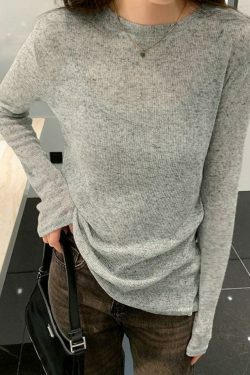 Coquette Aesthetic Solid Color Thin Long Sleeve Knit Sweater