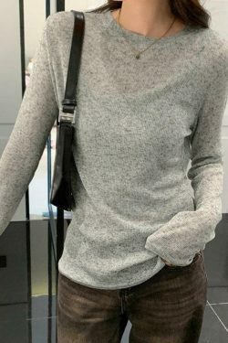 Coquette Aesthetic Solid Color Thin Long Sleeve Knit Sweater
