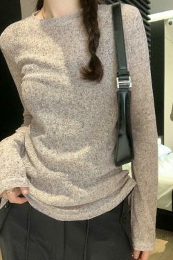Coquette Aesthetic Solid Color Thin Long Sleeve Knit Sweater