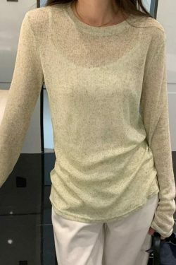 Coquette Aesthetic Solid Color Thin Long Sleeve Knit Sweater