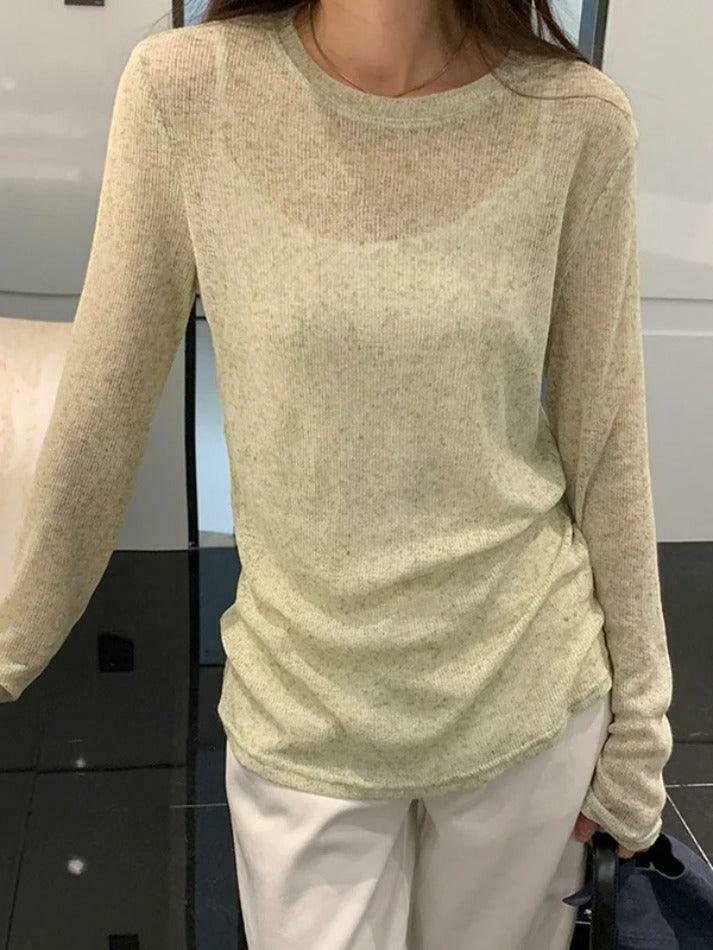 Coquette Aesthetic Solid Color Thin Long Sleeve Knit Sweater Coquette Aesthetic Solid Color Thin Long Sleeve Knit Sweater