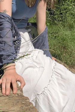 Coquette Aesthetic Solid Color Tiered Midi Skirt