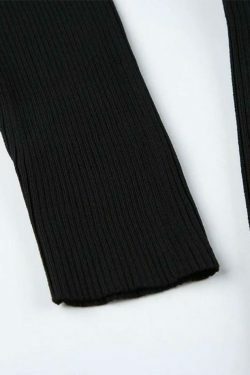 Coquette Aesthetic Solid Cutout Cropped Knit Sweater