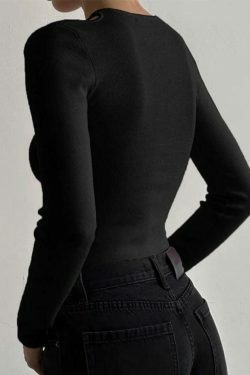 Coquette Aesthetic Solid Cutout Cropped Knit Sweater