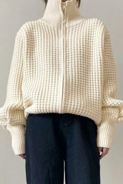 Coquette Aesthetic Solid Double Zip Turtleneck Sweater