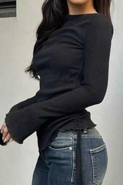 Coquette Aesthetic Solid Drawstring Lace-Up Knit Sweater