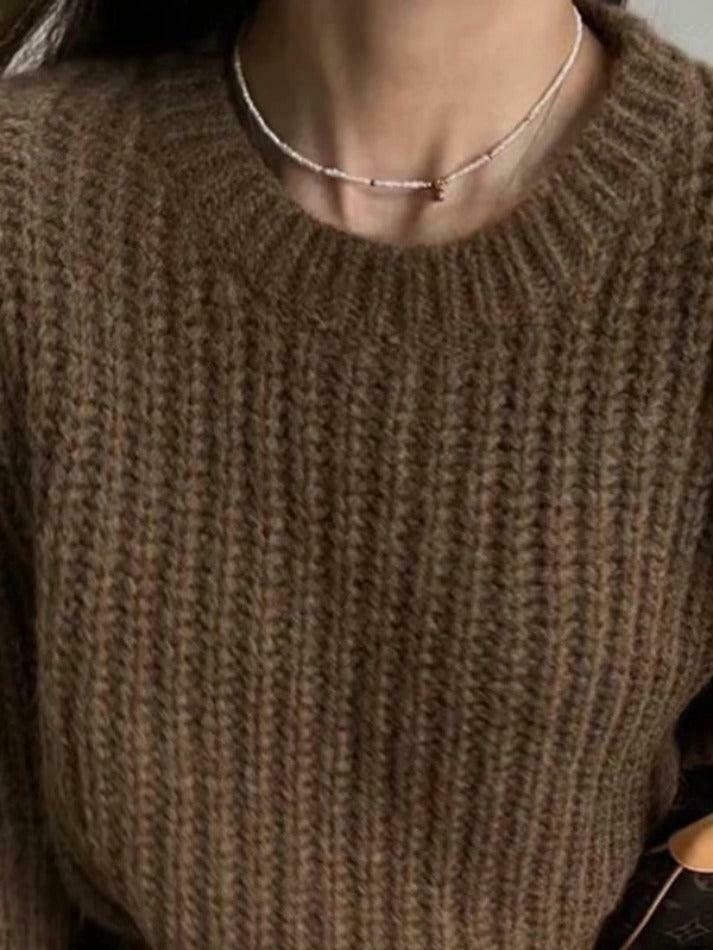 Coquette Aesthetic Solid Knit Sweater with Lantern Sleeves - Y2K Fashion for Women Coquette Aesthetic Solid Knit Sweater with Lantern Sleeves - Y2K Fashion for Women