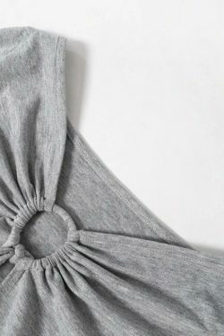 Coquette Aesthetic Solid Tie Back Long Sleeve Tee - Y2K Fashion Women's Clothing