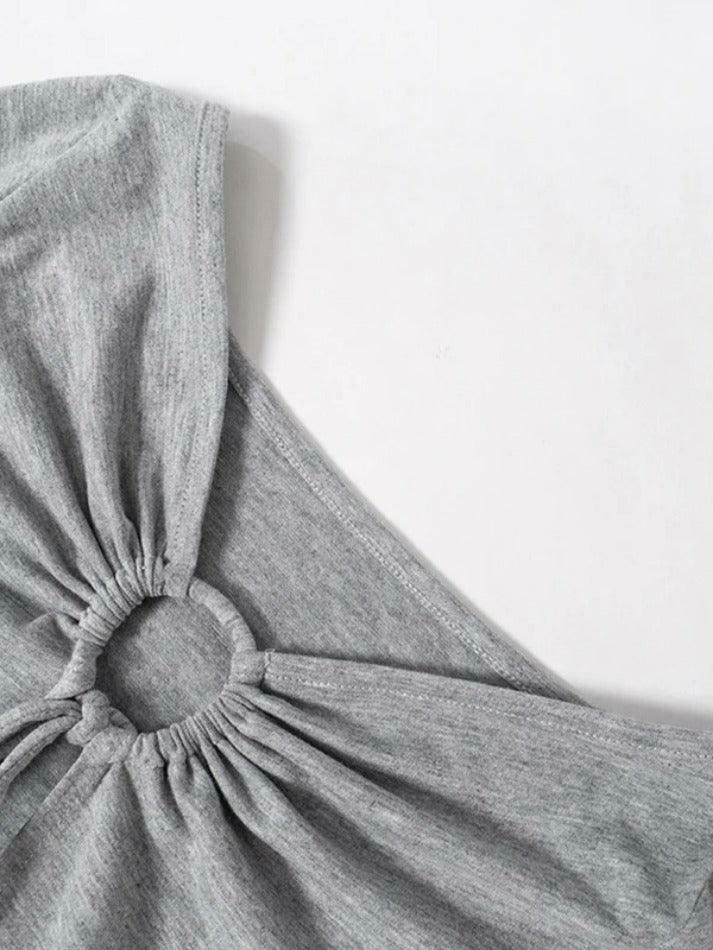 Coquette Aesthetic Solid Tie Back Long Sleeve Tee - Y2K Fashion Women's Clothing