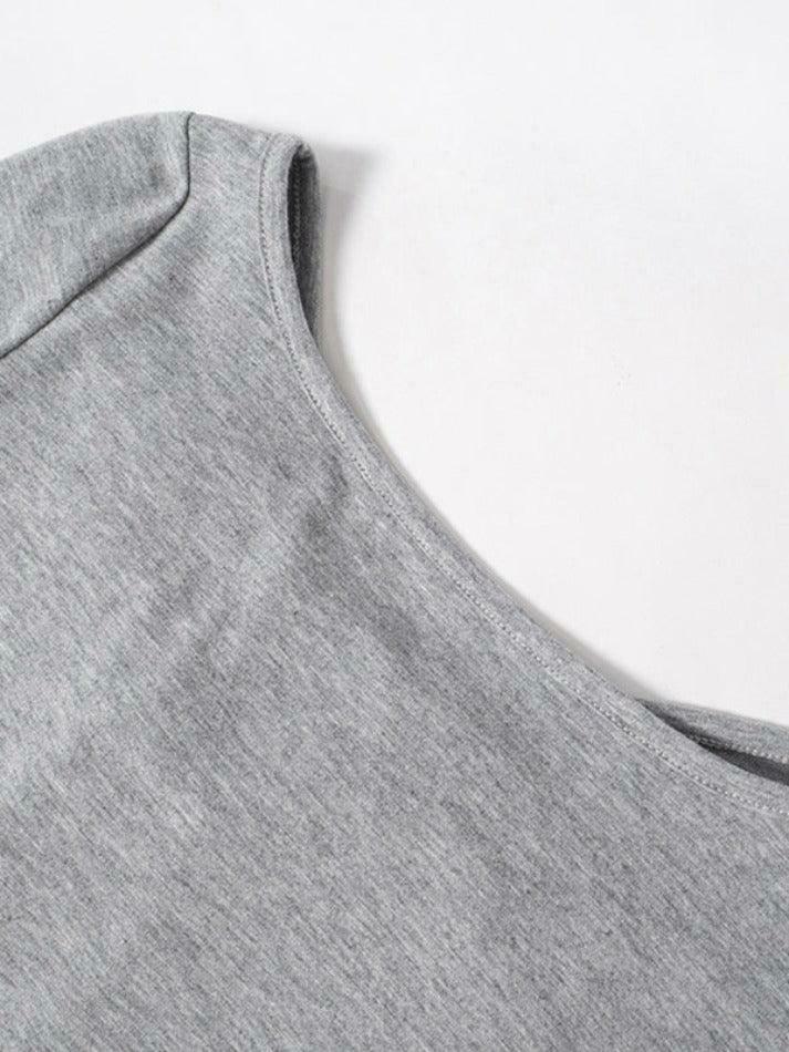 Coquette Aesthetic Solid Tie Back Long Sleeve Tee - Y2K Fashion Women's Clothing