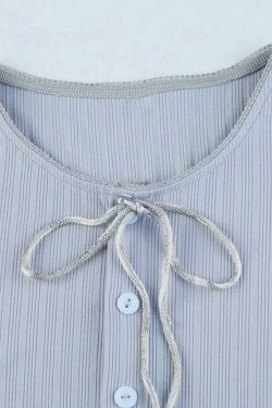 Coquette Aesthetic Solid Tie Front Bow Long Sleeve Knit Top