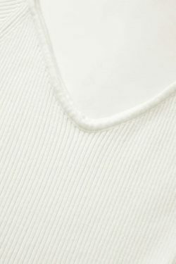 Coquette Aesthetic Solid V-Neck Ribbed Knit Mini Dress for Women's Y2K Fashion