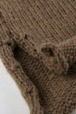 Coquette Aesthetic Solid V-Neck Slit Rolled Sweater