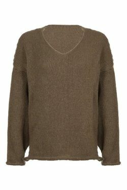 Coquette Aesthetic Solid V-Neck Slit Rolled Sweater