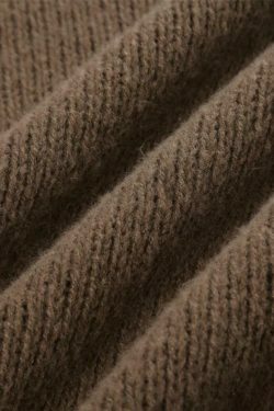 Coquette Aesthetic Solid V-Neck Slit Rolled Sweater