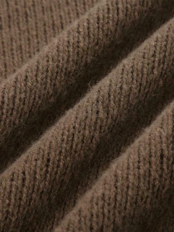 Coquette Aesthetic Solid V-Neck Slit Rolled Sweater Coquette Aesthetic Solid V-Neck Slit Rolled Sweater