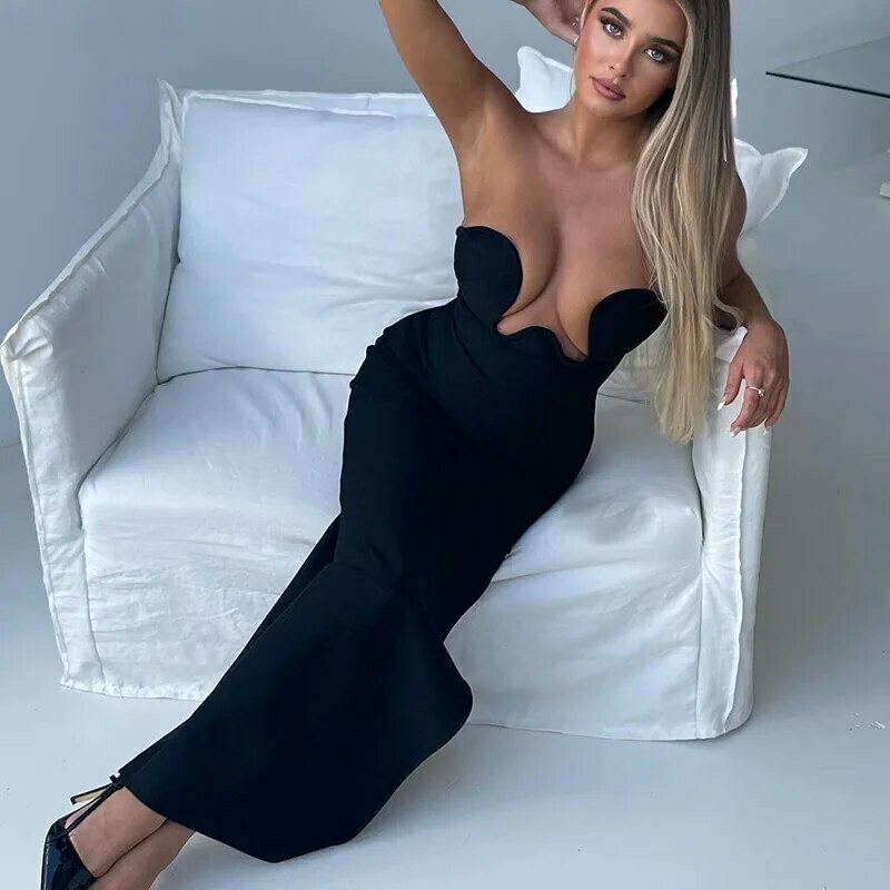 Coquette Aesthetic Sophisticated Cut-Out Glamour Dress for Women - Y2K Fashion Statement