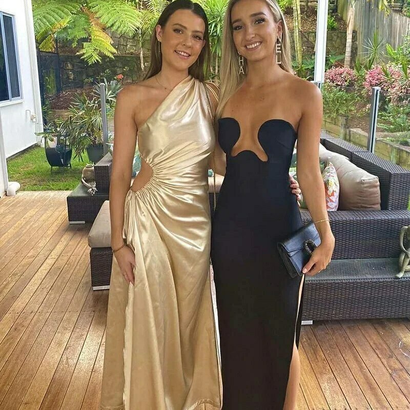 Coquette Aesthetic Sophisticated Cut-Out Glamour Dress for Women - Y2K Fashion Statement