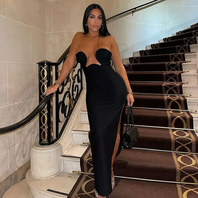 Coquette Aesthetic Sophisticated Cut-Out Glamour Dress for Women - Y2K Fashion Statement