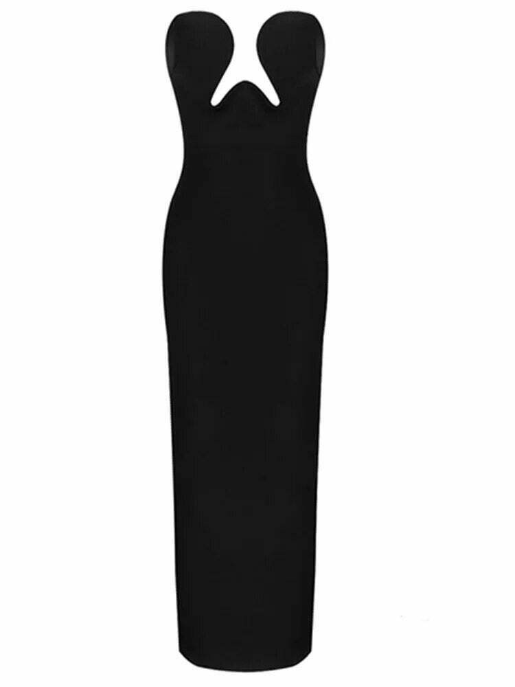 Coquette Aesthetic Sophisticated Cut-Out Glamour Dress for Women - Y2K Fashion Statement
