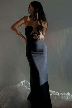 Coquette Aesthetic Sophisticated Cut-Out Glamour Dress for Women - Y2K Fashion Statement