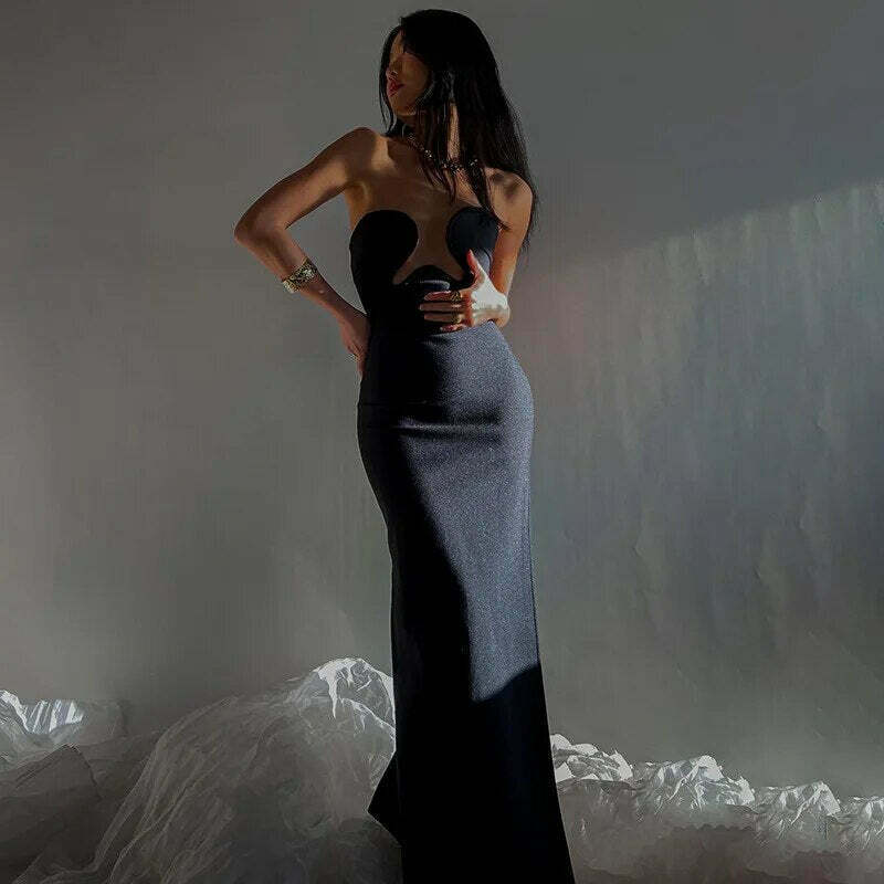 Coquette Aesthetic Sophisticated Cut-Out Glamour Dress for Women - Y2K Fashion Statement